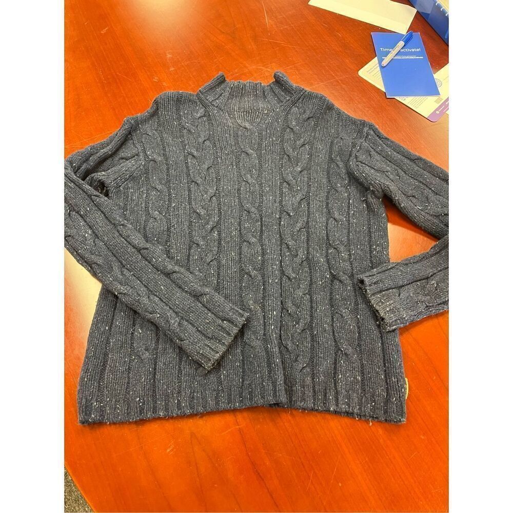 American Eagle Blue 90’s Donegal Cable Knit Mock Neck Sweater sz S